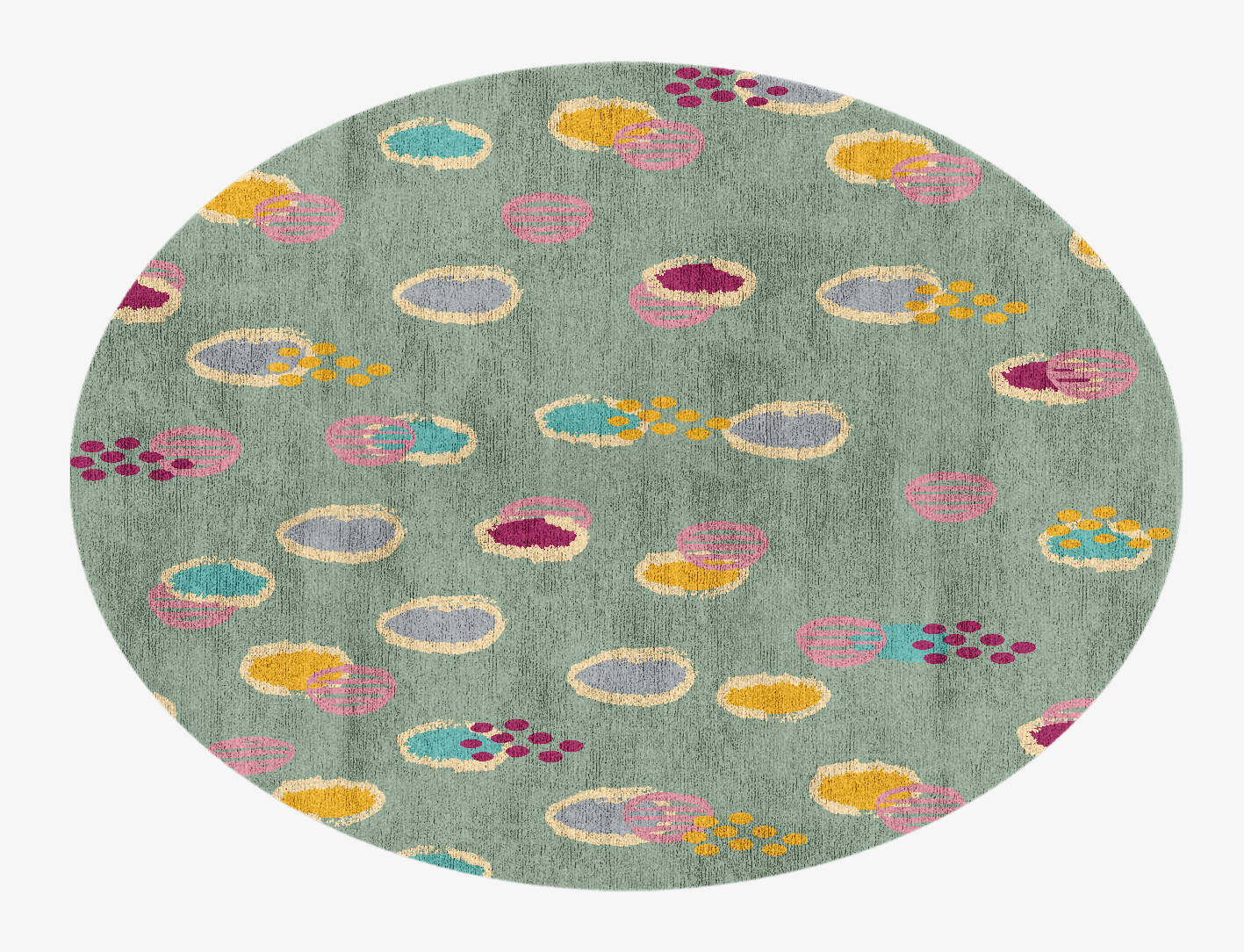 Colour Prints Kids Oval Hand Knotted Bamboo Silk Custom Rug by Rug Artisan