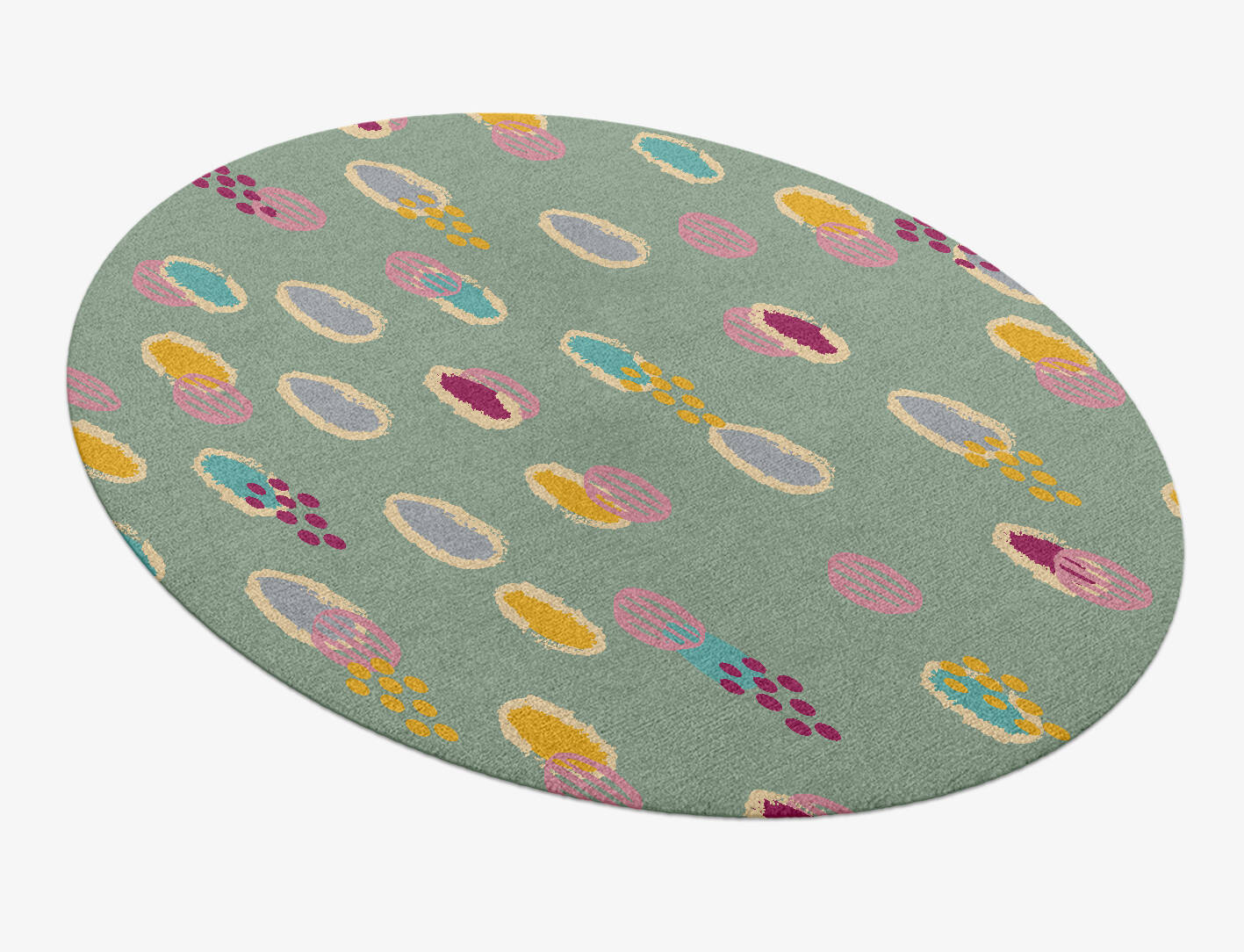 Color Prints Kids Oval Hand Knotted Tibetan Wool Custom Rug by Rug Artisan