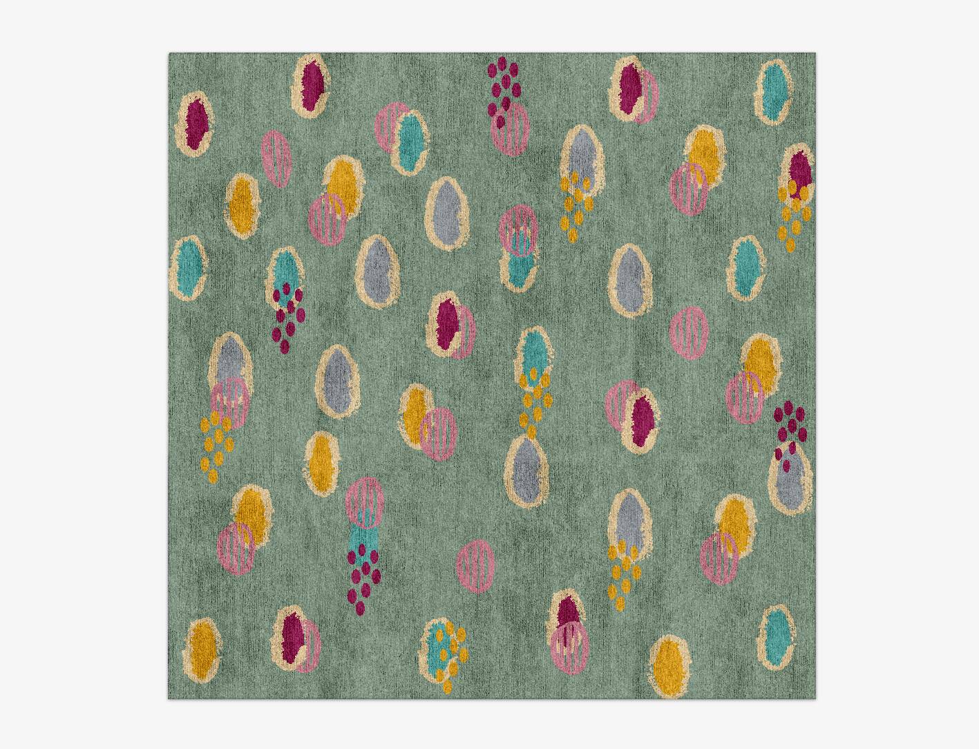 Colour Prints Kids Square Hand Knotted Bamboo Silk Custom Rug by Rug Artisan