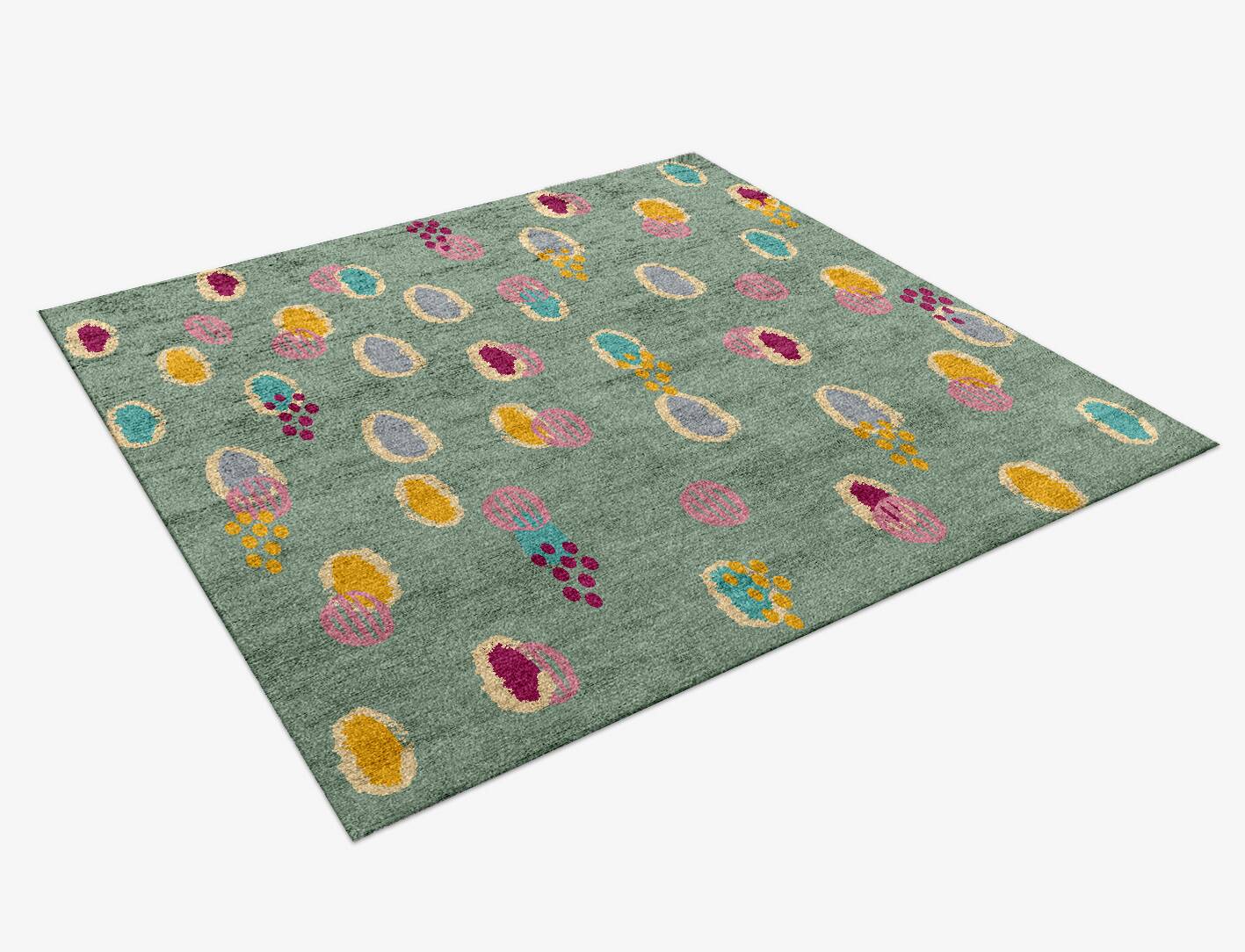 Colour Prints Kids Square Hand Knotted Bamboo Silk Custom Rug by Rug Artisan