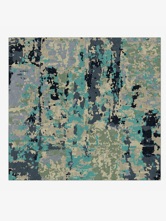 Colour Streaks Surface Art Square Hand Knotted Tibetan Wool Custom Rug by Rug Artisan