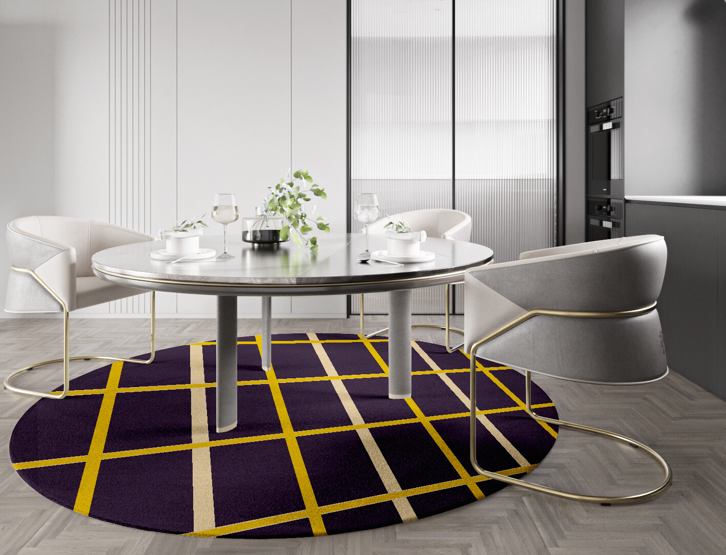 Columbine Geometric Round Hand Knotted Tibetan Wool Custom Rug by Rug Artisan