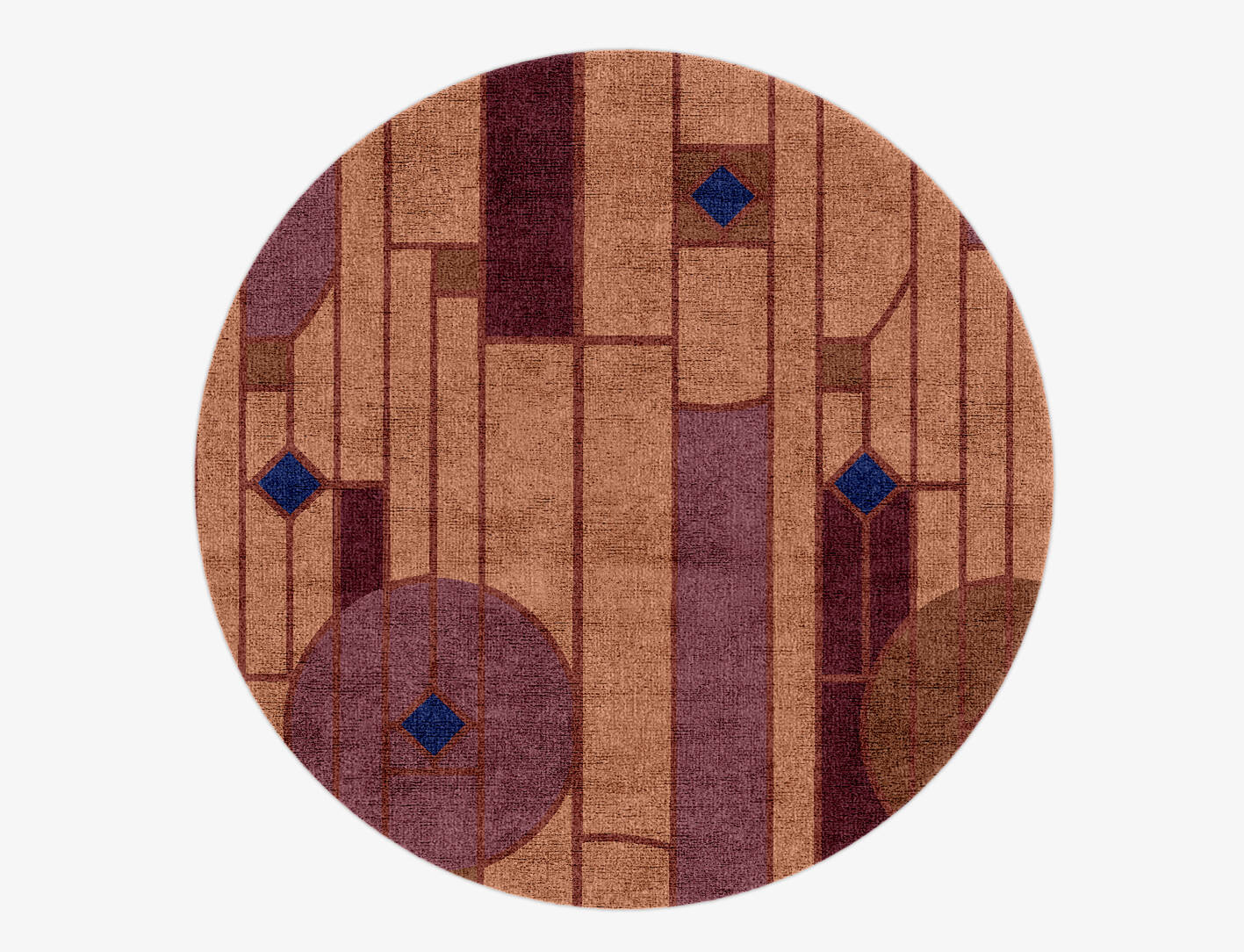 Components Modern Geometrics Round Hand Knotted Bamboo Silk Custom Rug by Rug Artisan