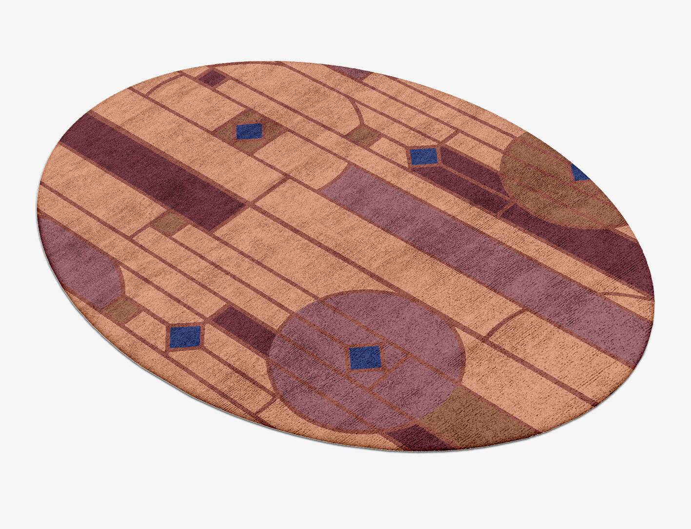 Components Modern Geometrics Oval Hand Tufted Bamboo Silk Custom Rug by Rug Artisan