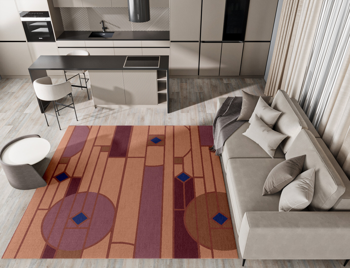 Components Geometric Square Hand Tufted Pure Wool Custom Rug by Rug Artisan