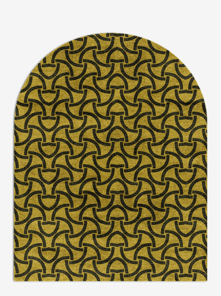 Concave Modern Geometrics Arch Hand Knotted Bamboo Silk Custom Rug by Rug Artisan