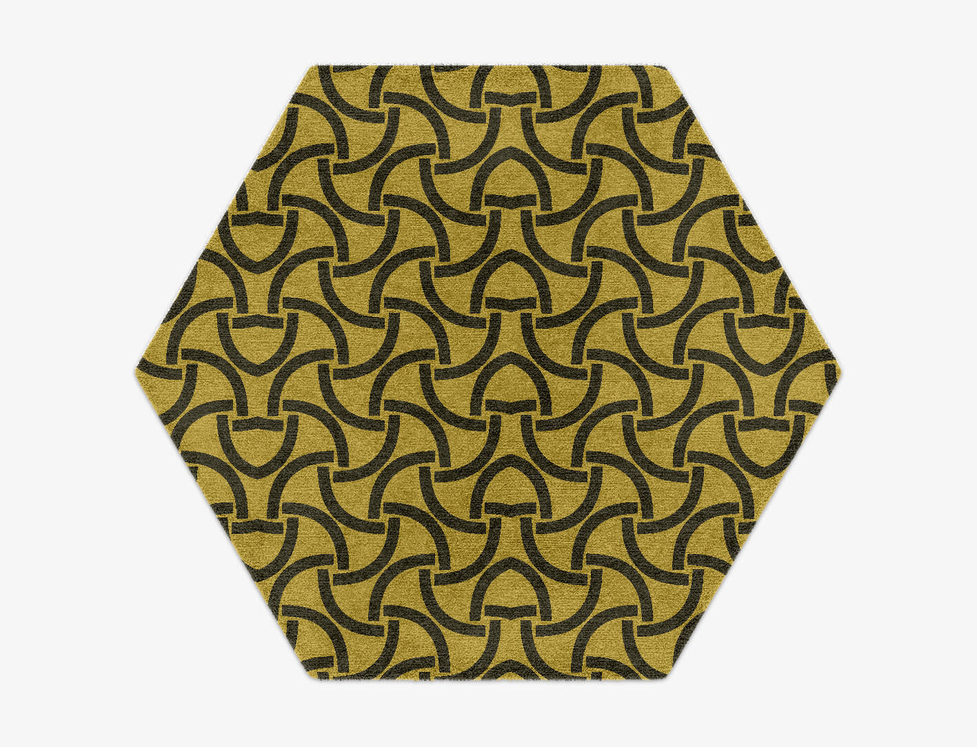 Concave Modern Geometrics Hexagon Hand Knotted Tibetan Wool Custom Rug by Rug Artisan