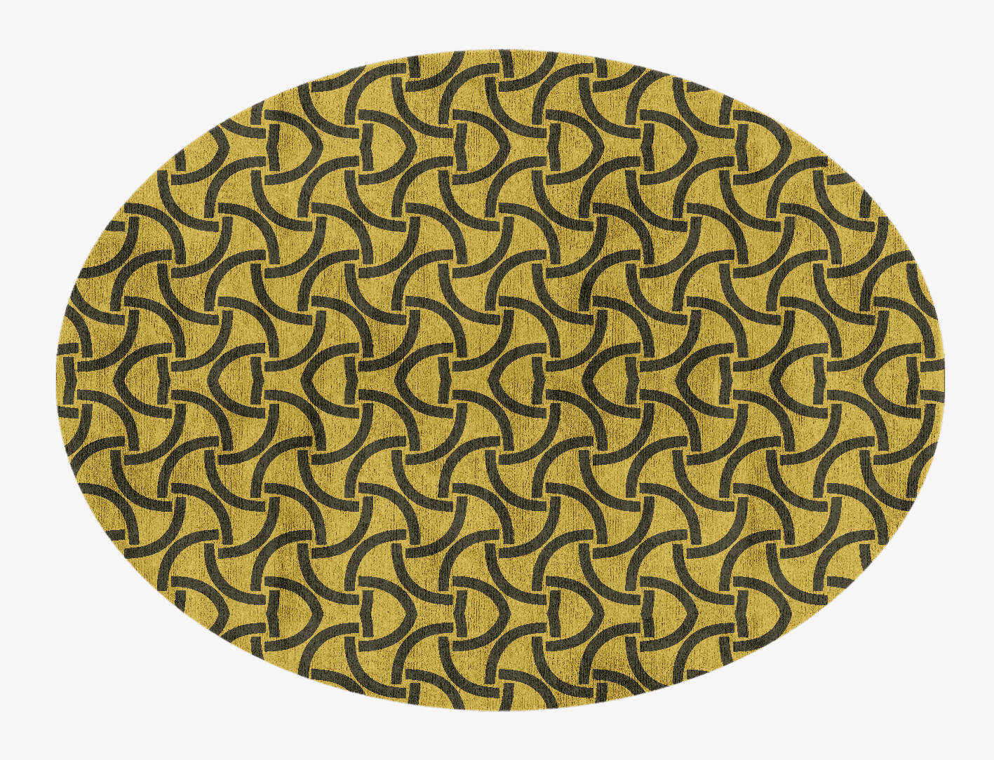Concave Modern Geometrics Oval Hand Knotted Bamboo Silk Custom Rug by Rug Artisan
