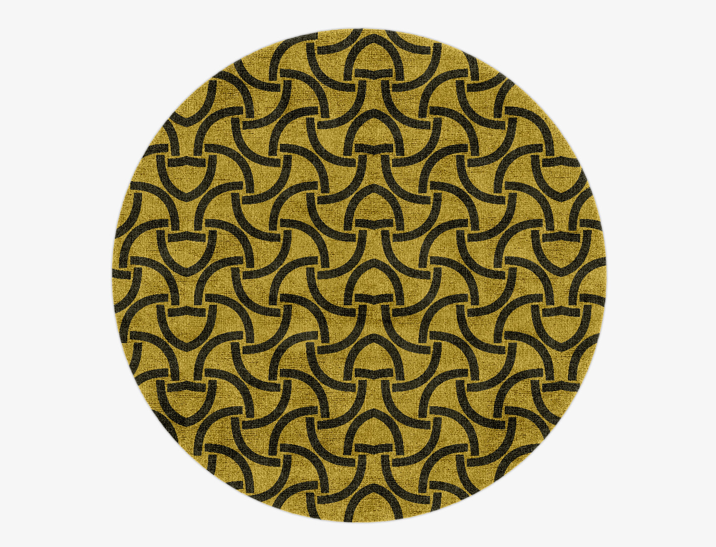 Concave Geometric Round Hand Knotted Bamboo Silk Custom Rug by Rug Artisan