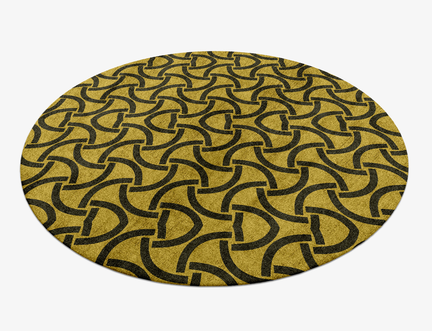 Concave Geometric Round Hand Knotted Bamboo Silk Custom Rug by Rug Artisan