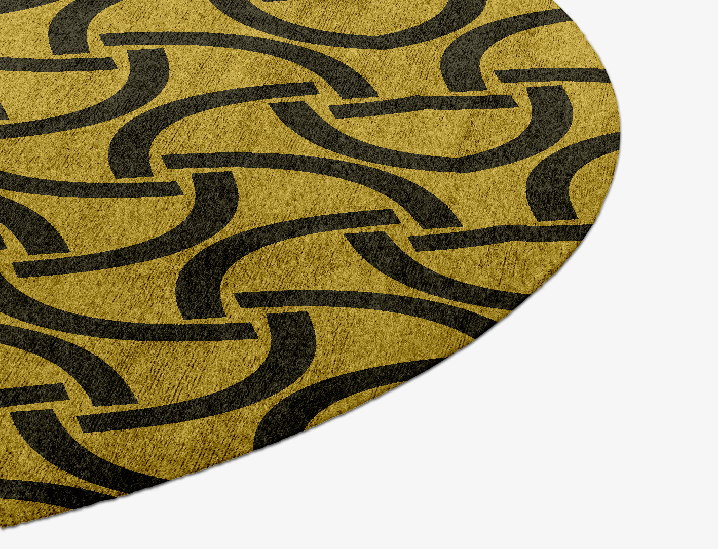 Concave Geometric Round Hand Knotted Bamboo Silk Custom Rug by Rug Artisan