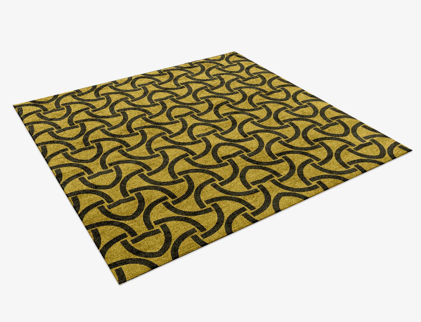 Concave Modern Geometrics Square Hand Knotted Bamboo Silk Custom Rug by Rug Artisan