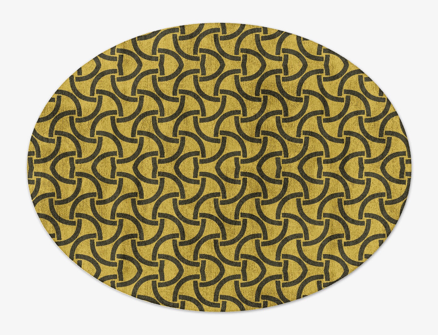 Concave Geometric Oval Hand Tufted Bamboo Silk Custom Rug by Rug Artisan