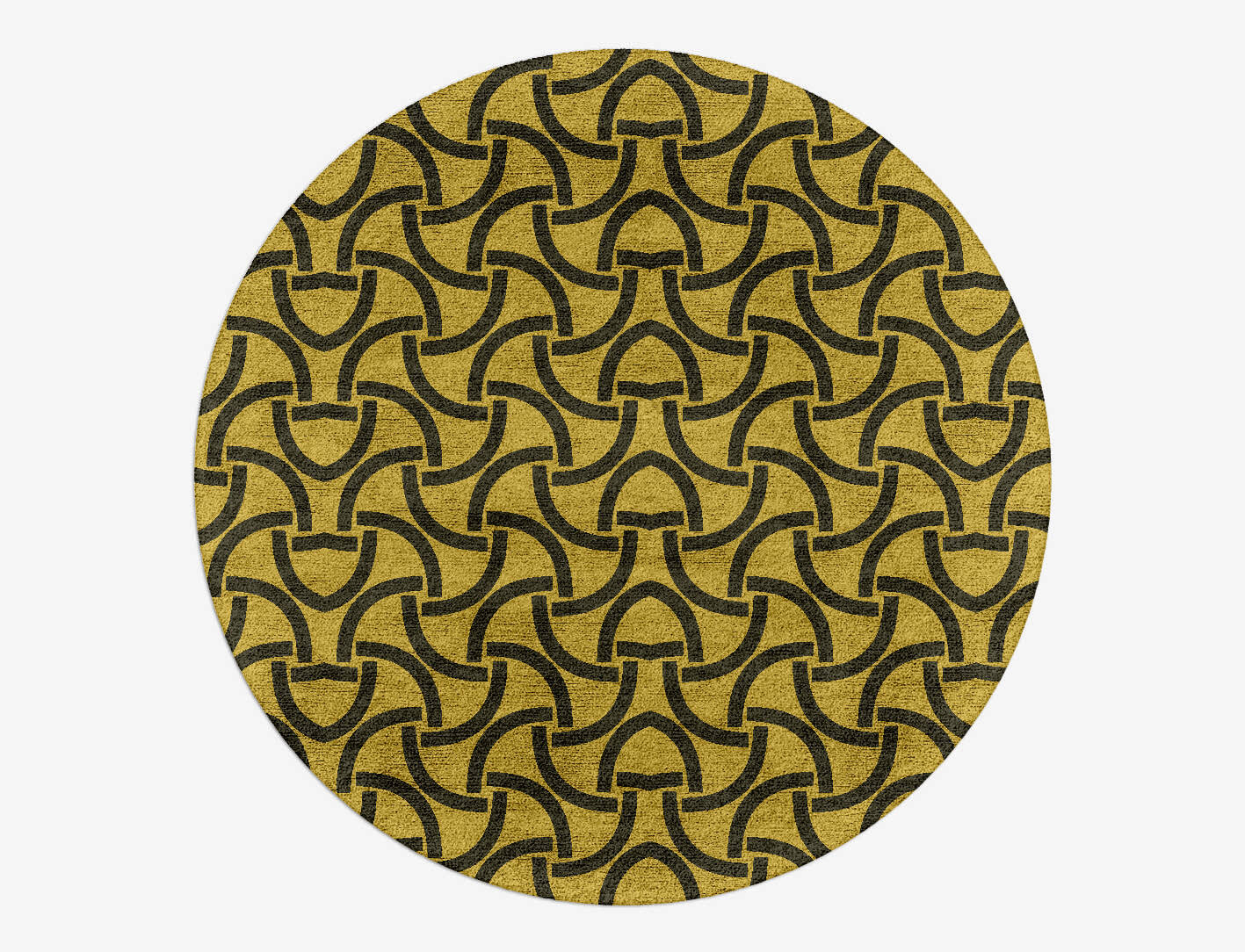 Concave Modern Geometrics Round Hand Tufted Bamboo Silk Custom Rug by Rug Artisan