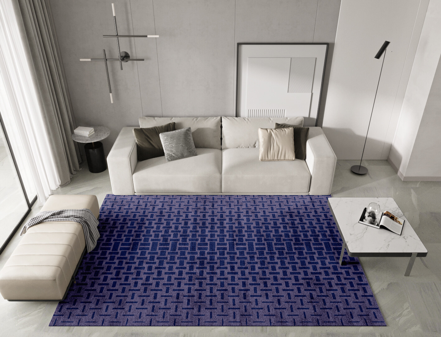 Concentration Geometric Rectangle Hand Knotted Bamboo Silk Custom Rug by Rug Artisan