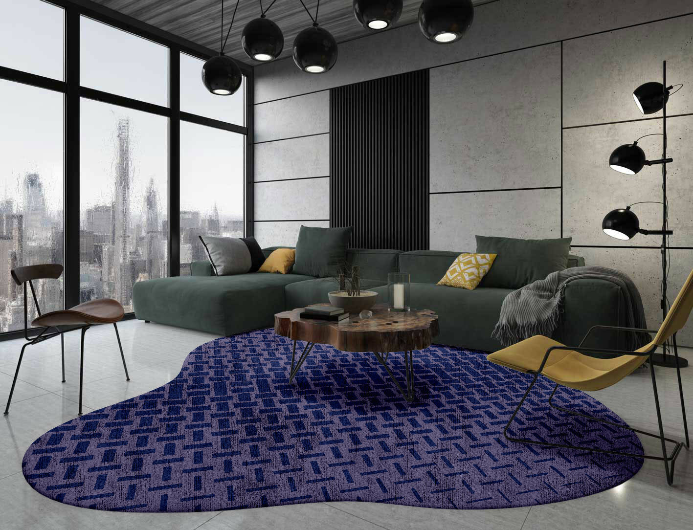 Concentration Modern Geometrics Splash Hand Knotted Bamboo Silk Custom Rug by Rug Artisan