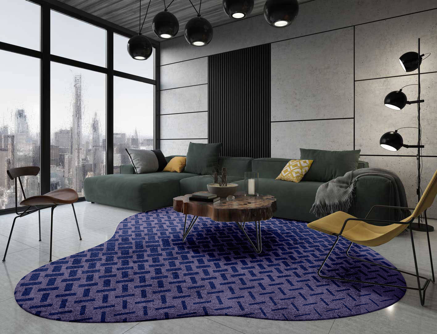 Concentration Modern Geometrics Splash Hand Tufted Bamboo Silk Custom Rug by Rug Artisan