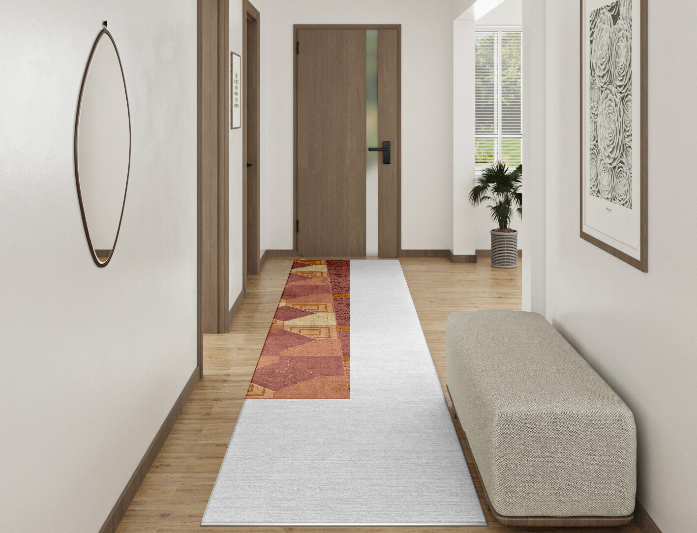 Concentrics Geometric Runner Hand Knotted Bamboo Silk Custom Rug by Rug Artisan