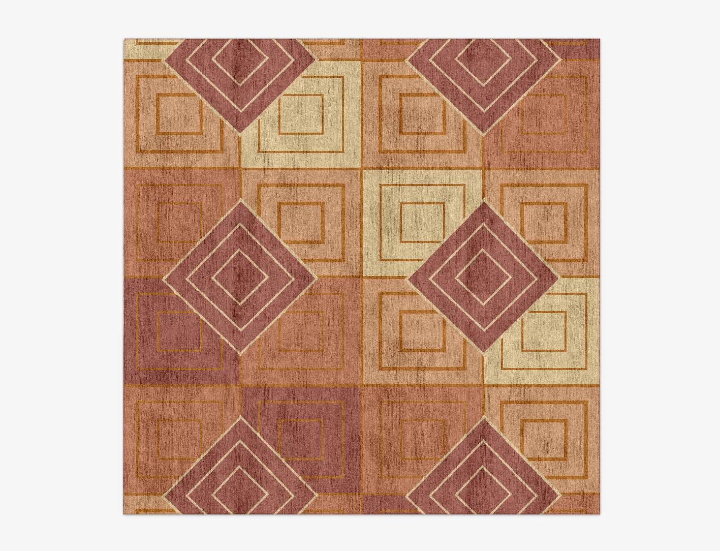 Concentrics Modern Geometrics Square Hand Knotted Bamboo Silk Custom Rug by Rug Artisan