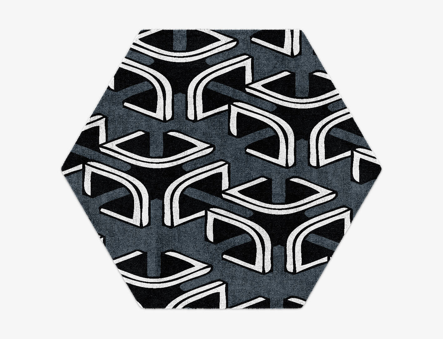 Concord Grey Monochrome Hexagon Hand Knotted Bamboo Silk Custom Rug by Rug Artisan