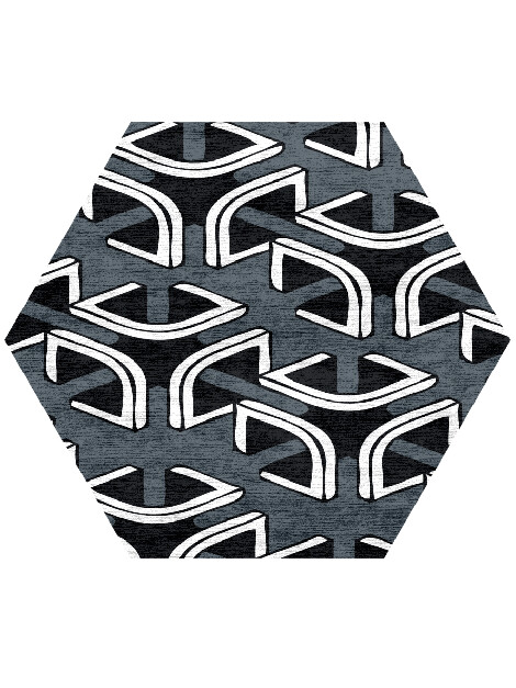 Concord Grey Monochrome Hexagon Hand Knotted Bamboo Silk Custom Rug by Rug Artisan