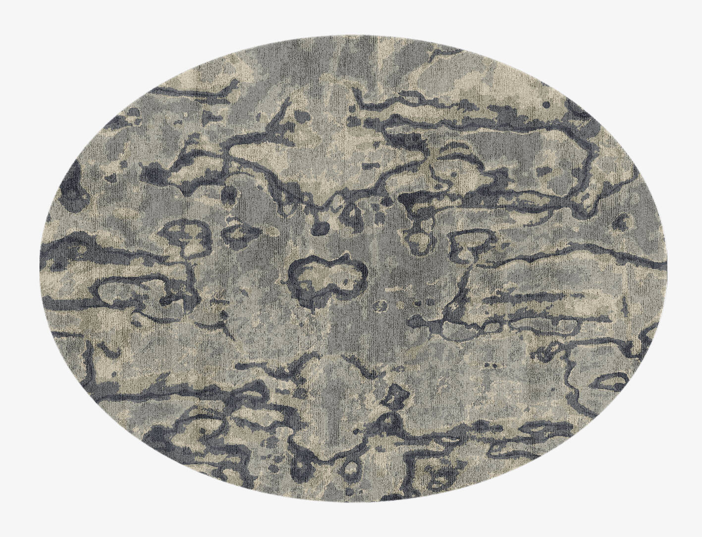 Condensations Brush Strokes Oval Hand Knotted Bamboo Silk Custom Rug by Rug Artisan