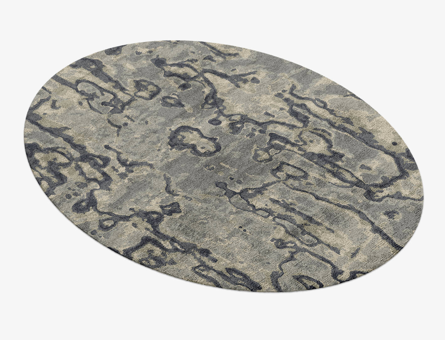 Condensations Brush Strokes Oval Hand Knotted Bamboo Silk Custom Rug by Rug Artisan