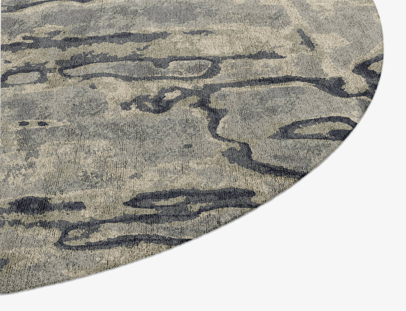 Condensations Brush Strokes Oval Hand Knotted Bamboo Silk Custom Rug by Rug Artisan