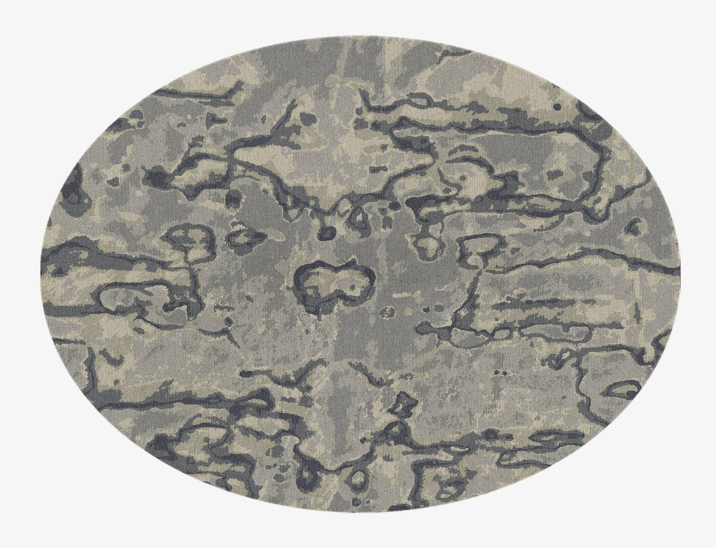 Condensations Brush Strokes Oval Hand Knotted Tibetan Wool Custom Rug by Rug Artisan