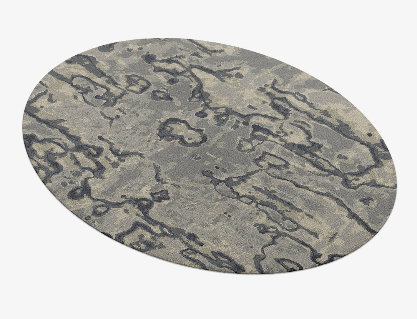 Condensations Brush Strokes Oval Hand Knotted Tibetan Wool Custom Rug by Rug Artisan