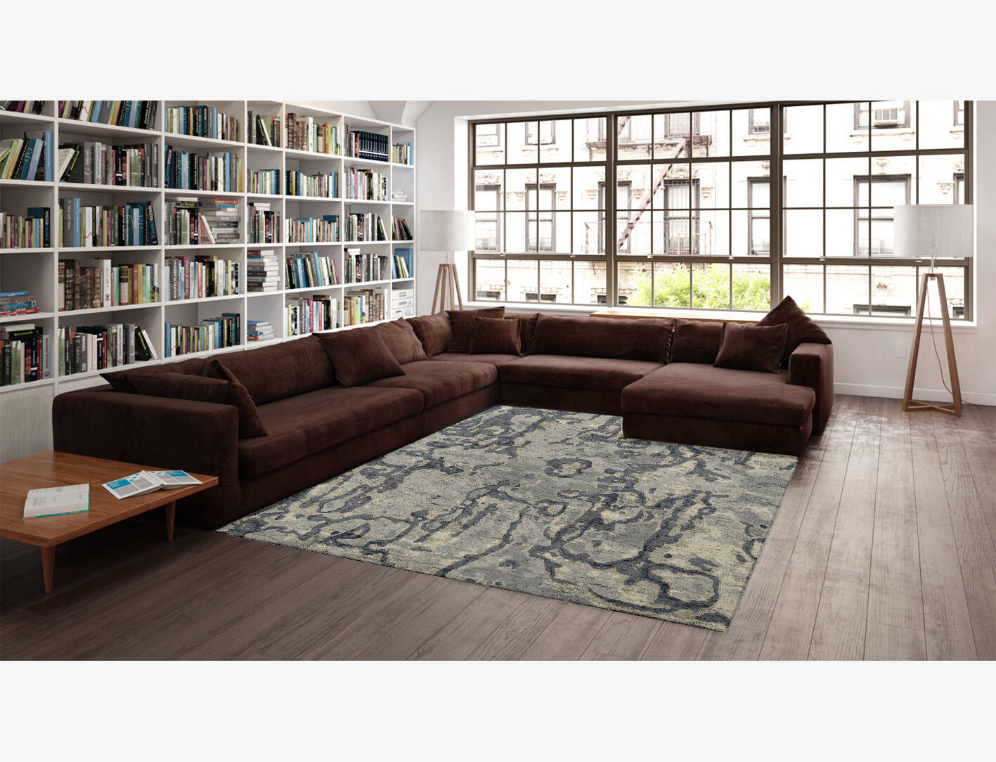 Condensations Brush Strokes Rectangle Hand Knotted Bamboo Silk Custom Rug by Rug Artisan