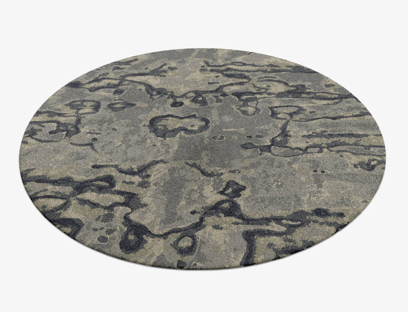 Condensations Brush Strokes Round Hand Knotted Tibetan Wool Custom Rug by Rug Artisan