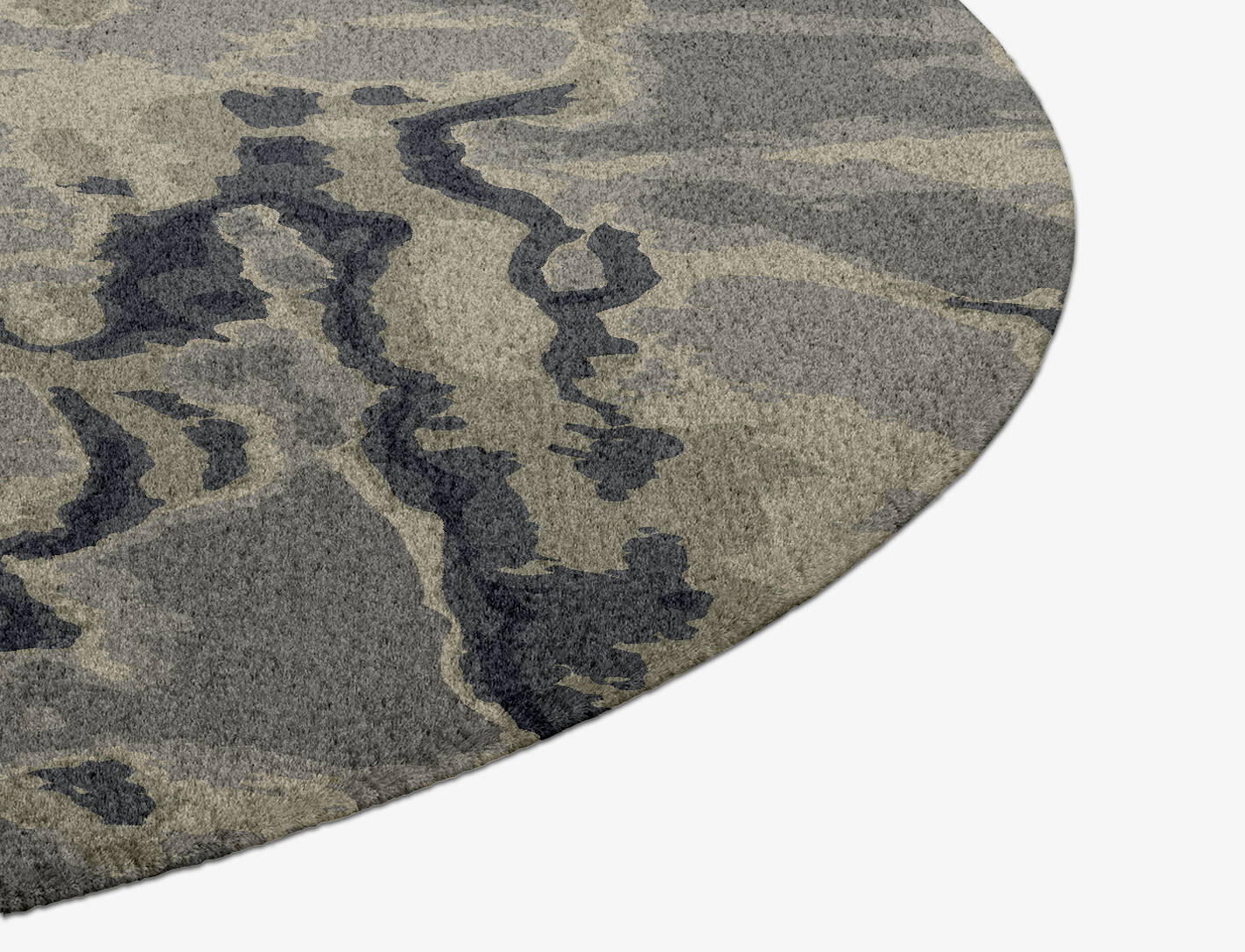 Condensations Brush Strokes Round Hand Knotted Tibetan Wool Custom Rug by Rug Artisan