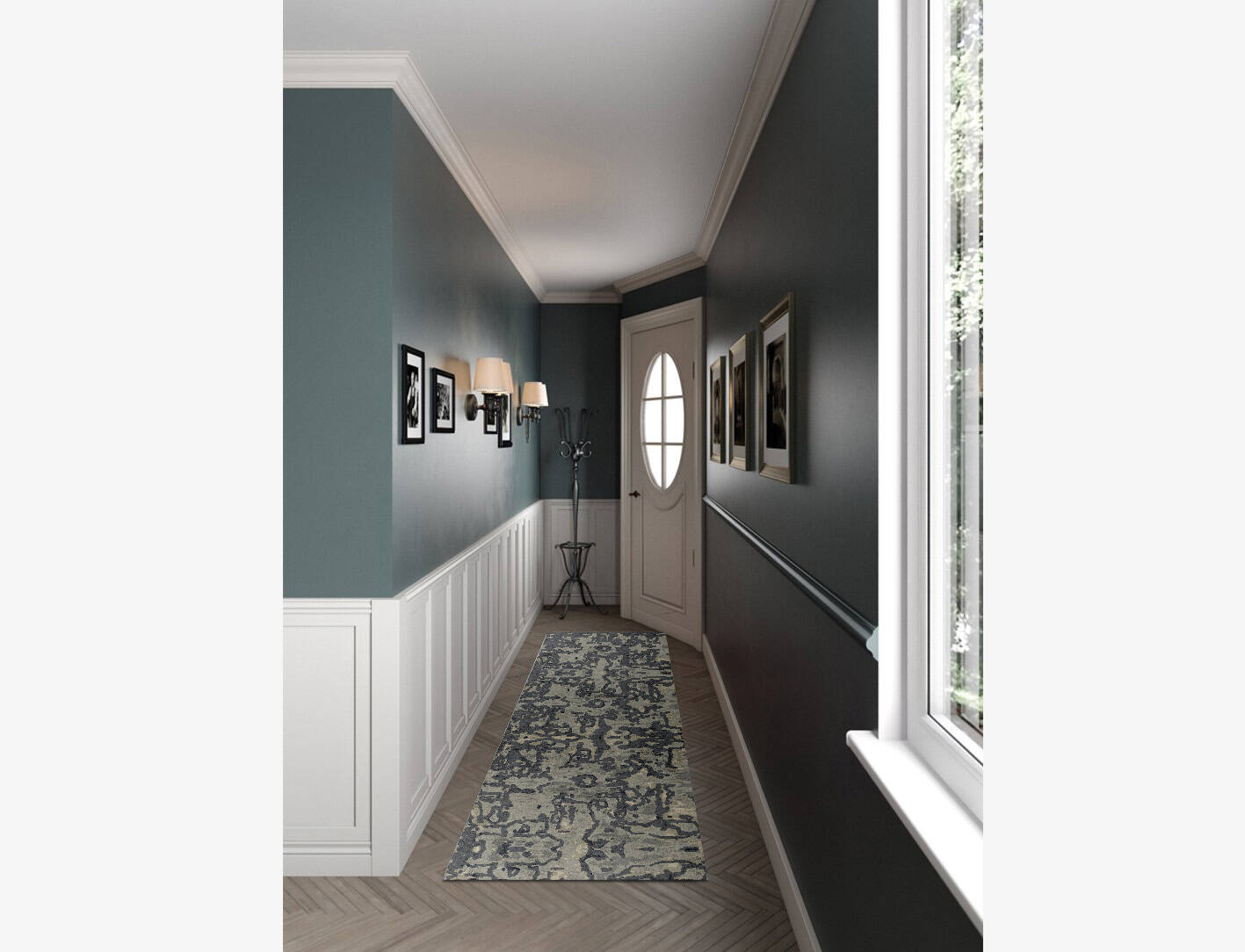 Condensations Brush Strokes Runner Hand Knotted Bamboo Silk Custom Rug by Rug Artisan