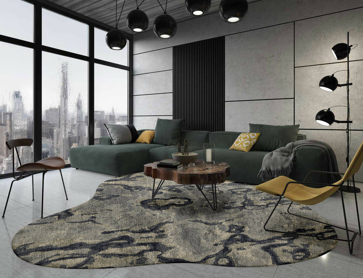 Condensations Brush Strokes Splash Hand Knotted Bamboo Silk Custom Rug by Rug Artisan