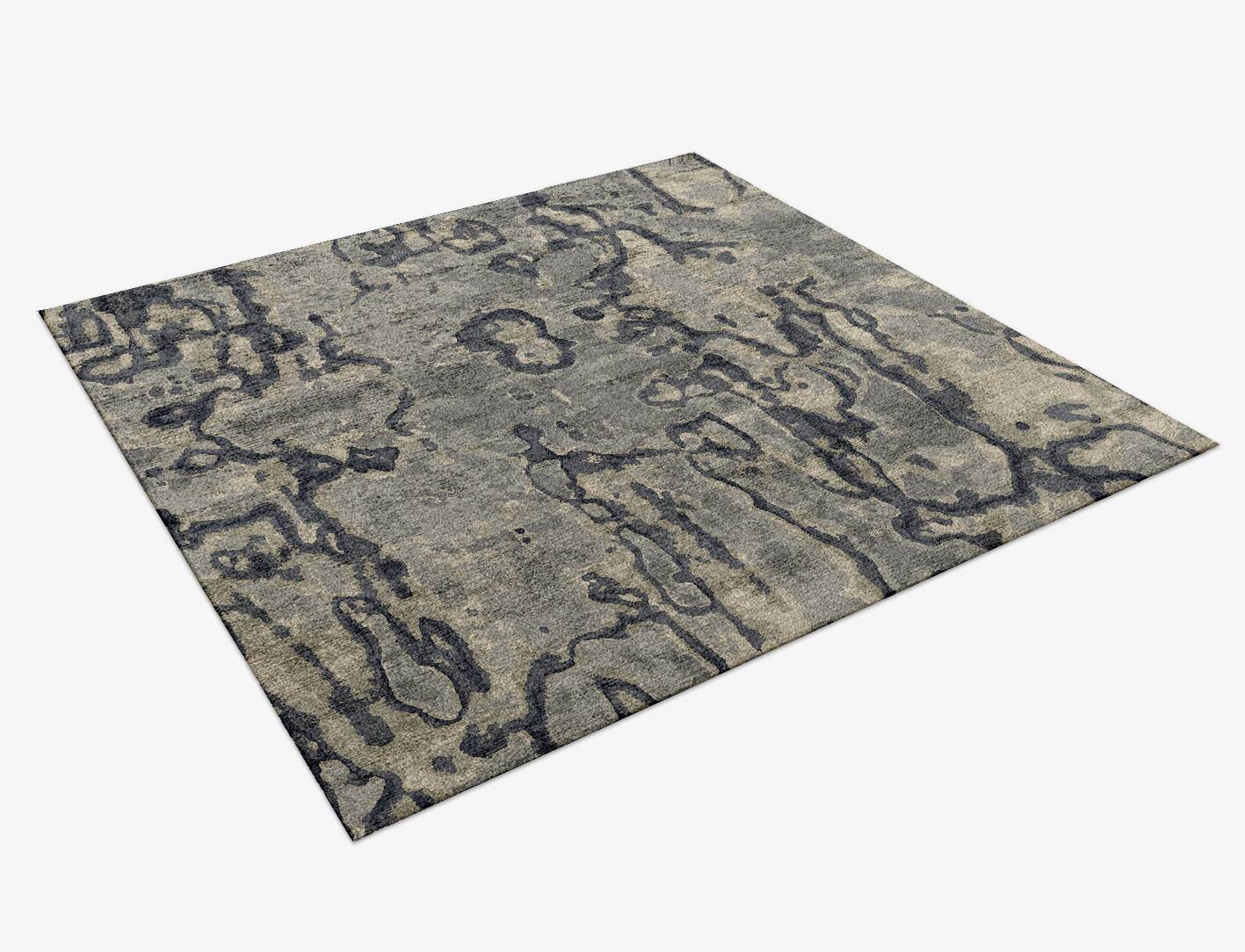 Condensations Brush Strokes Square Hand Knotted Bamboo Silk Custom Rug by Rug Artisan