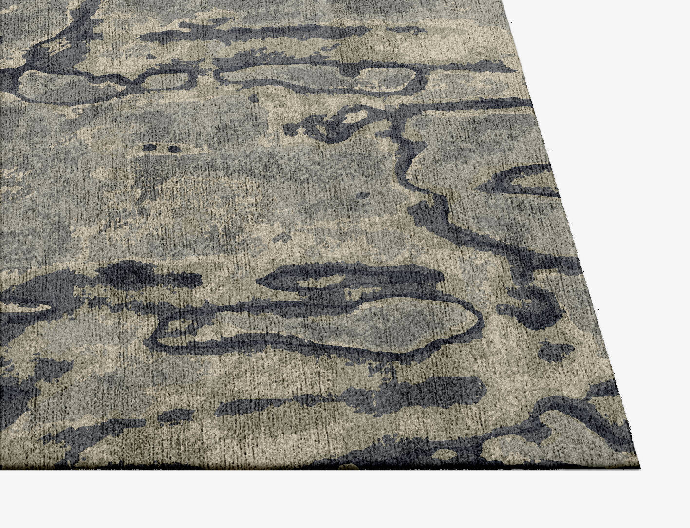 Condensations Brush Strokes Square Hand Knotted Bamboo Silk Custom Rug by Rug Artisan