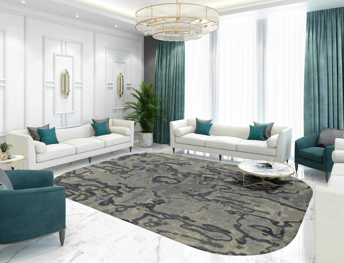 Condensations Brush Strokes Oblong Hand Tufted Pure Wool Custom Rug by Rug Artisan
