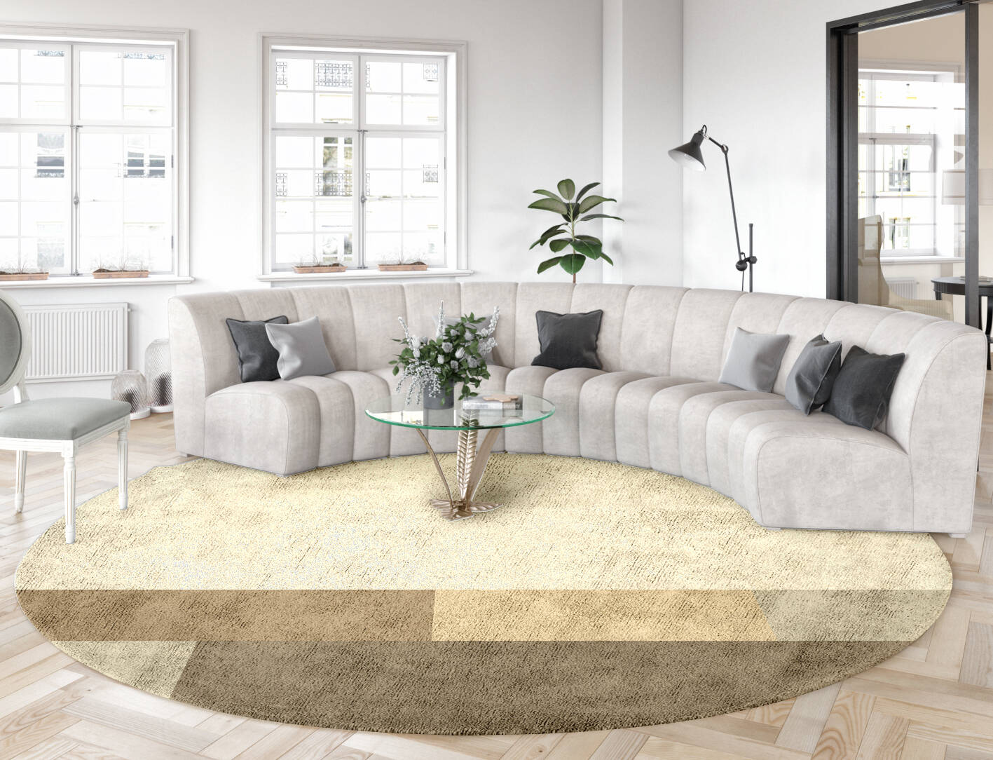 Conflate  Round Hand Tufted Bamboo Silk Custom Rug by Rug Artisan