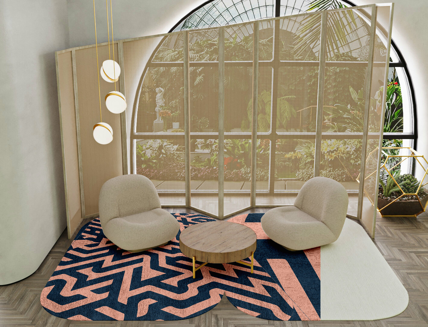 Conrad Geometric Eight Hand Knotted Bamboo Silk Custom Rug by Rug Artisan