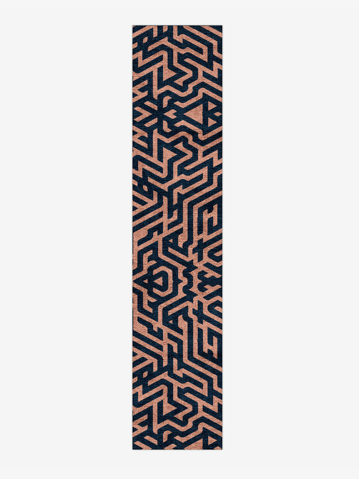 Conrad Modern Geometrics Runner Hand Knotted Bamboo Silk Custom Rug by Rug Artisan
