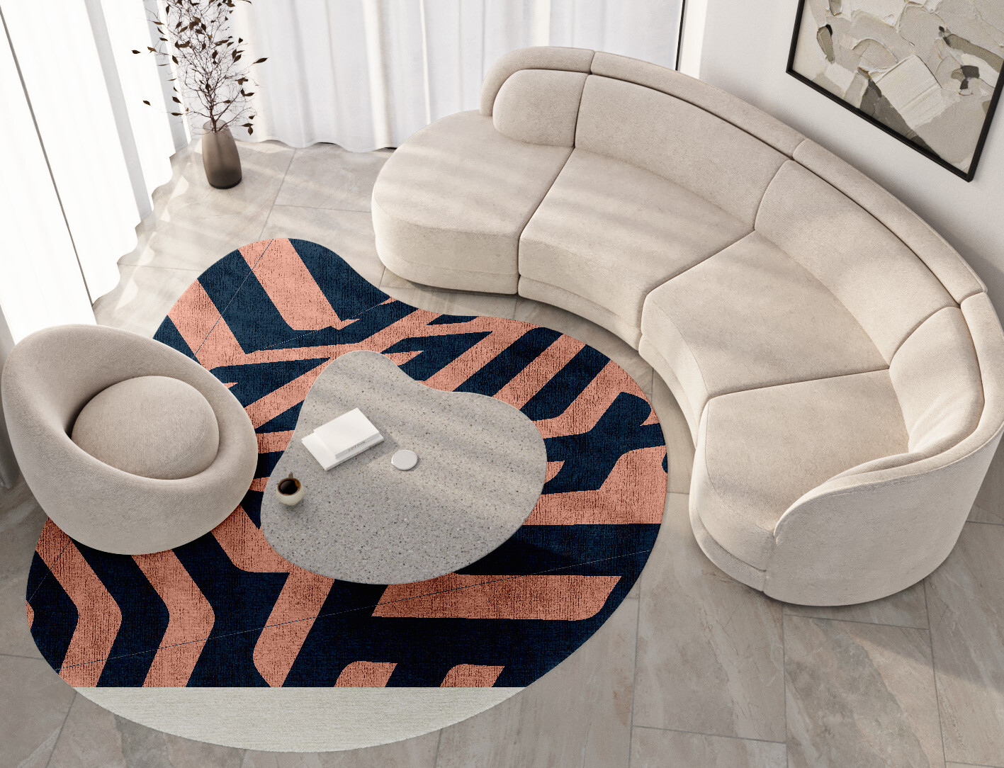 Conrad Geometric Splash Hand Knotted Bamboo Silk Custom Rug by Rug Artisan