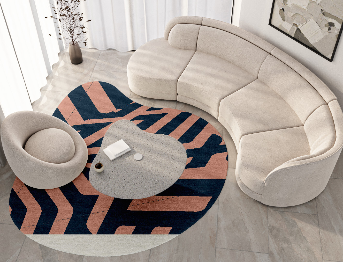 Conrad Geometric Splash Hand Knotted Tibetan Wool Custom Rug by Rug Artisan