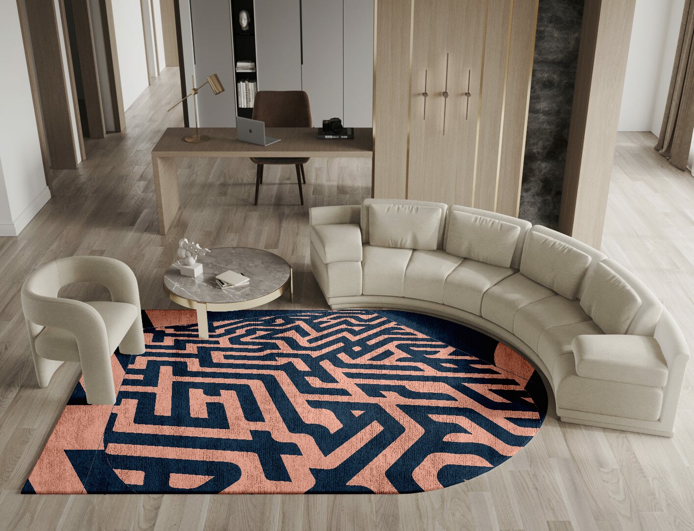 Conrad Geometric Arch Hand Tufted Bamboo Silk Custom Rug by Rug Artisan