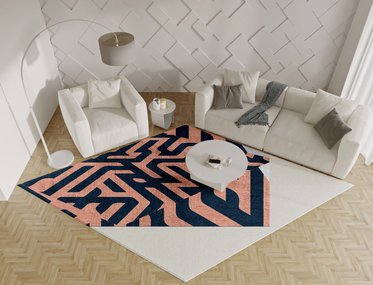 Conrad Geometric Diamond Hand Tufted Bamboo Silk Custom Rug by Rug Artisan