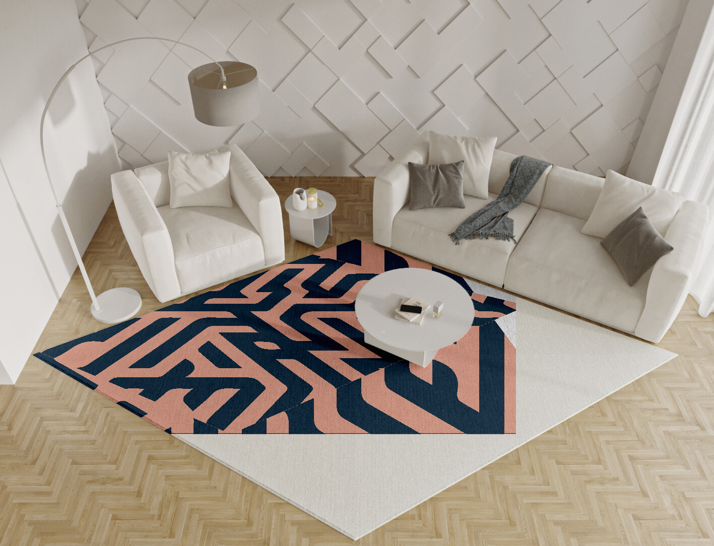 Conrad Geometric Diamond Hand Tufted Pure Wool Custom Rug by Rug Artisan