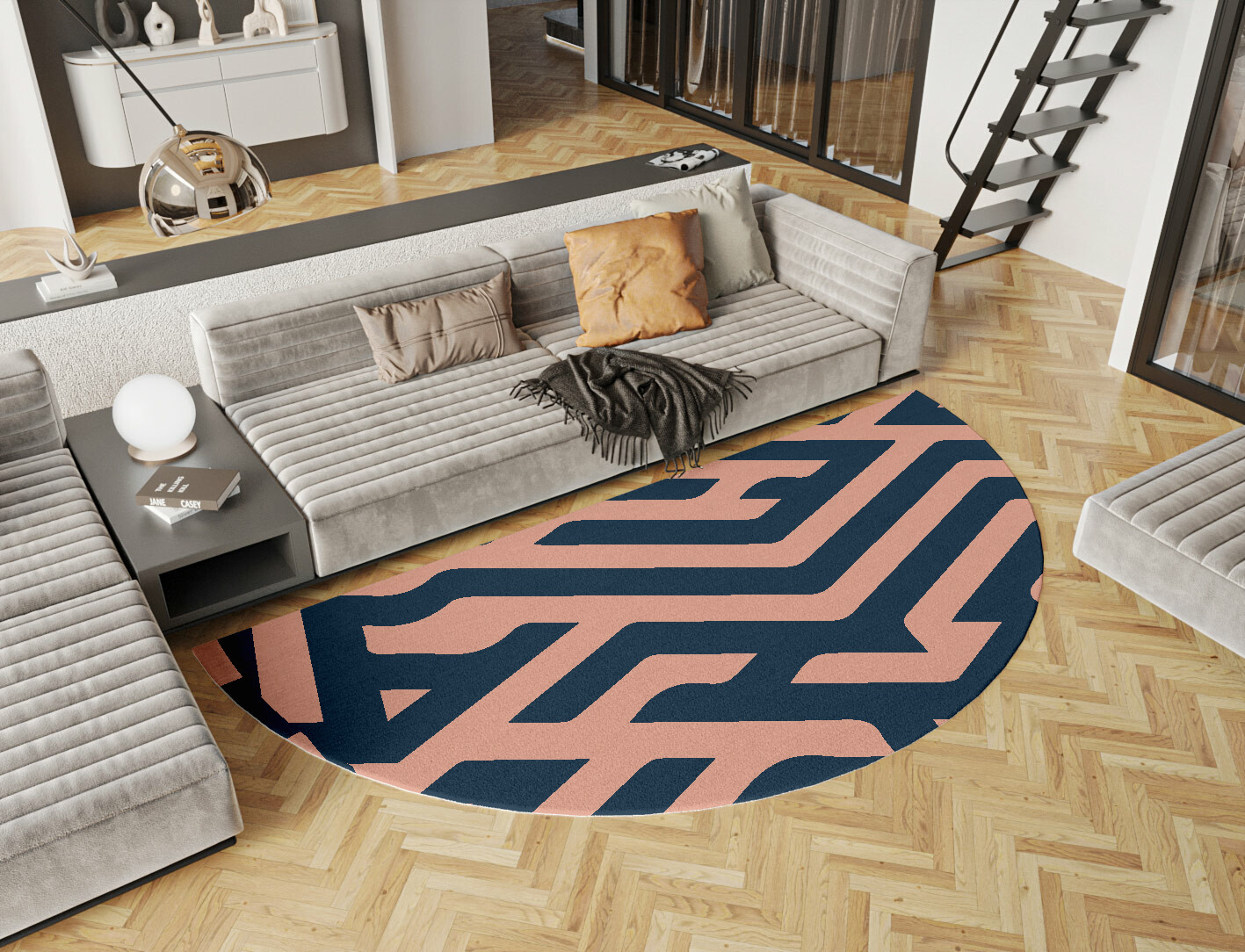 Conrad Geometric Halfmoon Hand Tufted Pure Wool Custom Rug by Rug Artisan