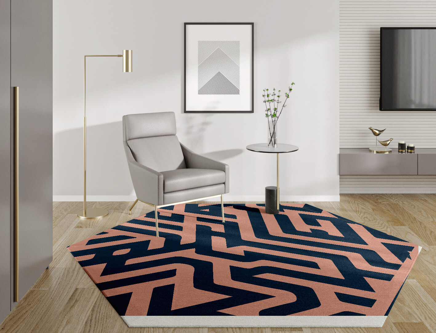 Conrad Geometric Hexagon Hand Tufted Pure Wool Custom Rug by Rug Artisan