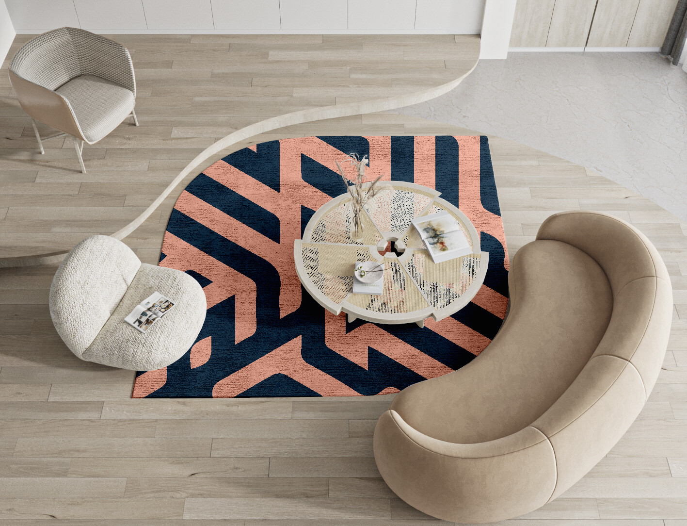 Conrad Geometric Ogee Hand Tufted Bamboo Silk Custom Rug by Rug Artisan