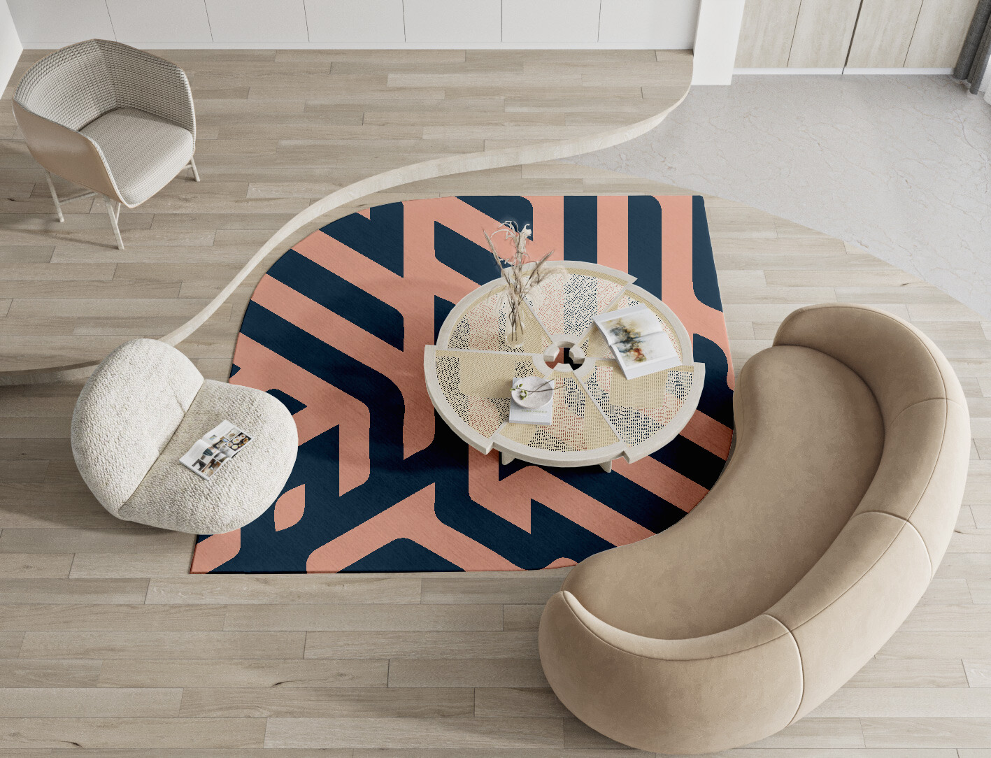 Conrad Geometric Ogee Hand Tufted Pure Wool Custom Rug by Rug Artisan